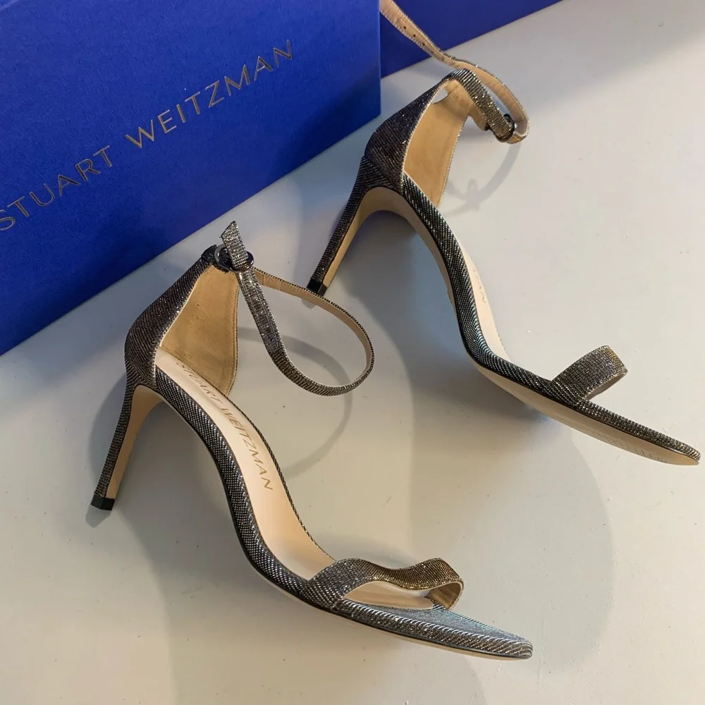 Stuart Weitzman Black and Tan Sandals Strappy Heels